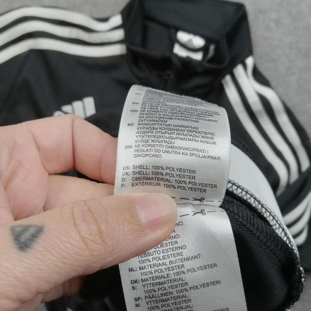 Adidas Track Jacket Youth 13-14 Years Black Climacool Full Zip 3 Stripe Athletic